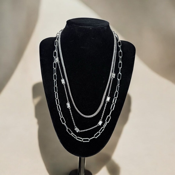 Silver Plated Multi-Layered Necklace by ON-34th - Picture 1 of 2